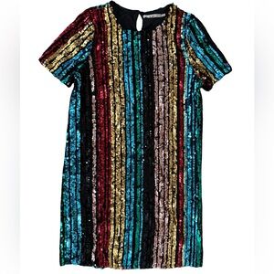 Francesca’s Mi Ami (EUC) Women’s Multi-Colored Sequin Shift Mini Dress